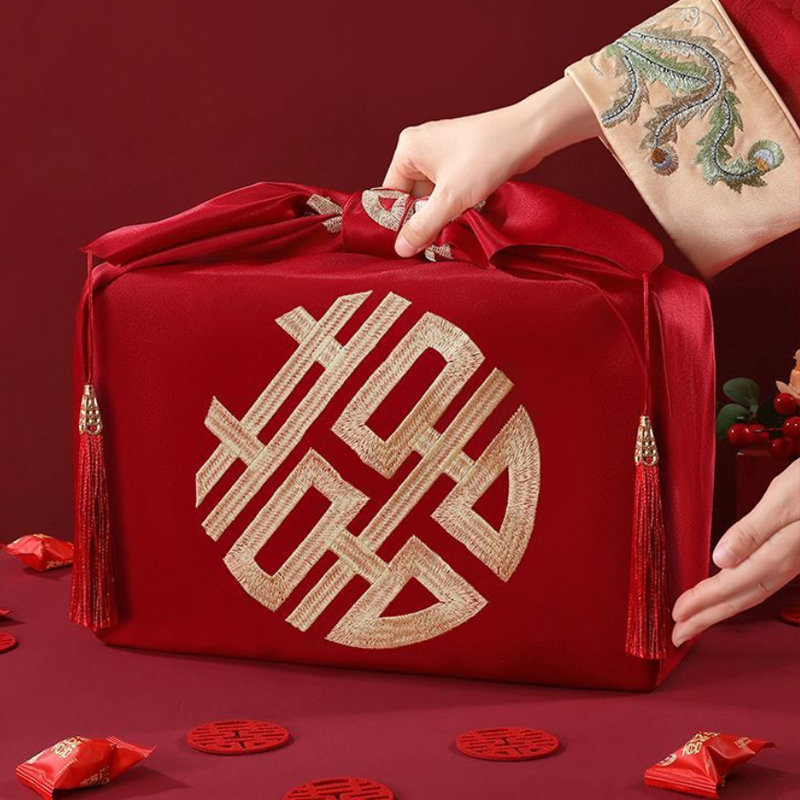 Furoshiki Wrap Cloth - Mouchoir rouge de Style chinois Furoshiki,